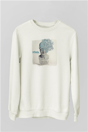 Anberlin Baskılı Unisex Beyaz Sweatshirt