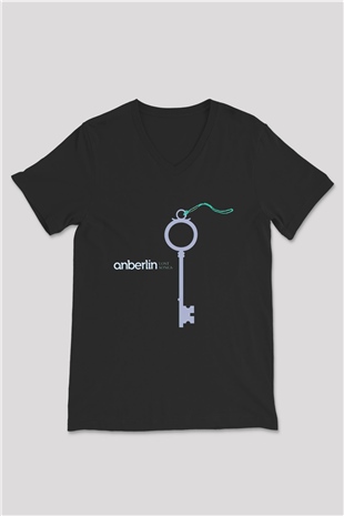 Anberlin Siyah Unisex V Yaka Tişört T-Shirt