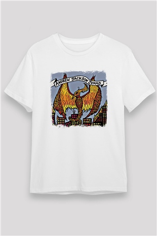 Andrew Jackson Jihad Baskılı Unisex Beyaz Tişört