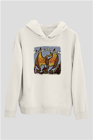 Andrew Jackson Jihad Baskılı Unisex Beyaz Hoodie