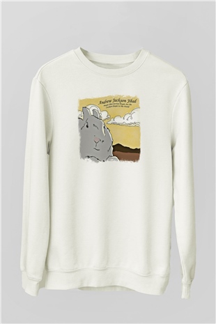 Andrew Jackson Jihad Baskılı Unisex Beyaz Sweatshirt
