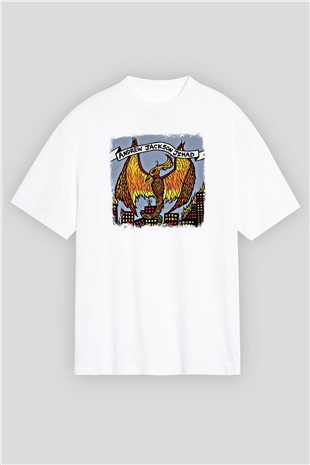 Andrew Jackson Jihad Baskılı Unisex Beyaz Oversize Tişört