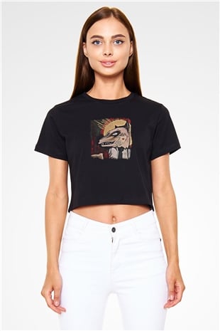 Andrew Jackson Jihad Baskılı Unisex Siyah Crop Top Tişört