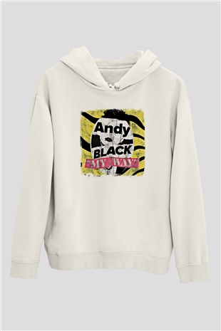 Andy Black Baskılı Unisex Beyaz Hoodie