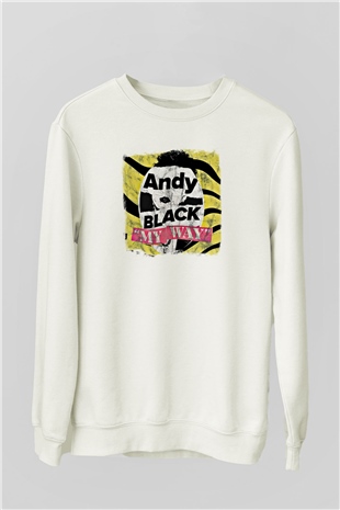 Andy Black Baskılı Unisex Beyaz Sweatshirt