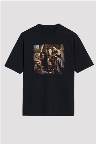 Andy Black Baskılı Unisex Siyah Oversize Tişört