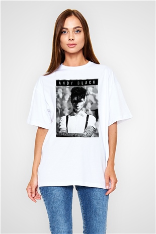 Andy Black Beyaz Unisex Oversize Tişört T-Shirt