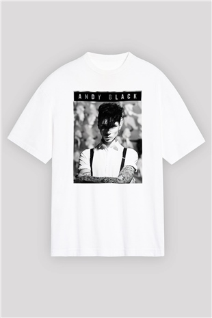 Andy Black Beyaz Unisex Oversize Tişört T-Shirt