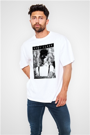 Andy Black Beyaz Unisex Oversize Tişört T-Shirt