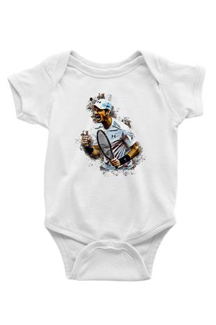 Andy Murray Baskılı Beyaz Unisex Bebek Body - Zıbın
