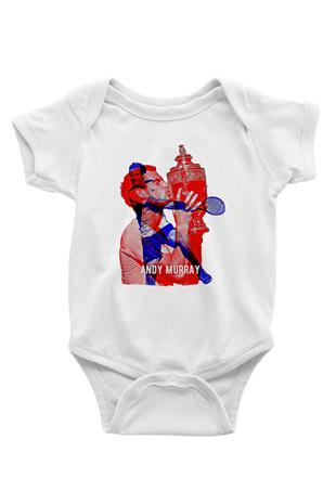 Andy Murray Baskılı Beyaz Unisex Bebek Body - Zıbın
