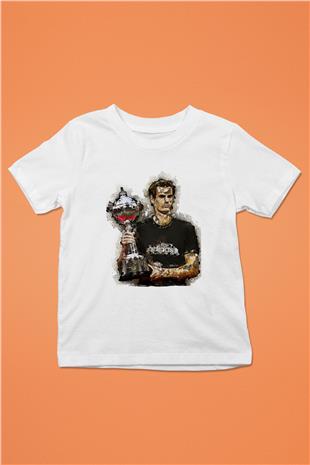 Andy Murray Baskılı Beyaz Unisex Beyaz Çocuk Tişört - Tshirt