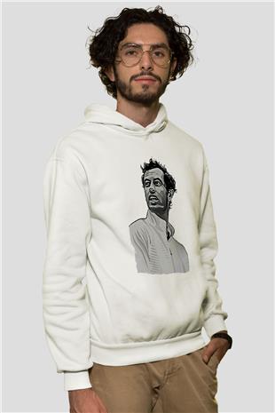 Andy Murray Baskılı Beyaz Unisex Kapüşonlu Sweatshirt