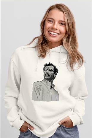 Andy Murray Baskılı Beyaz Unisex Kapüşonlu Sweatshirt