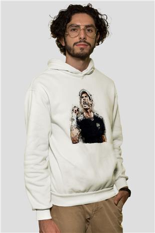 Andy Murray Baskılı Beyaz Unisex Kapüşonlu Sweatshirt
