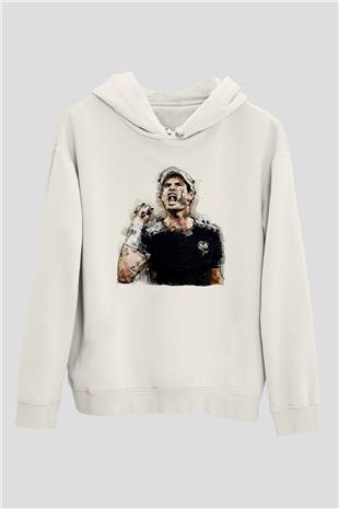 Andy Murray Baskılı Beyaz Unisex Kapüşonlu Sweatshirt