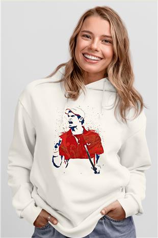 Andy Murray Baskılı Beyaz Unisex Kapüşonlu Sweatshirt