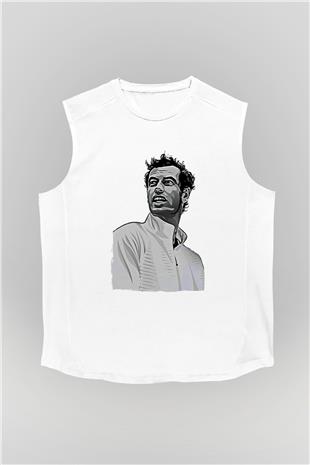 Andy Murray Baskılı Beyaz Unisex Kolsuz Tişört - Tshirt