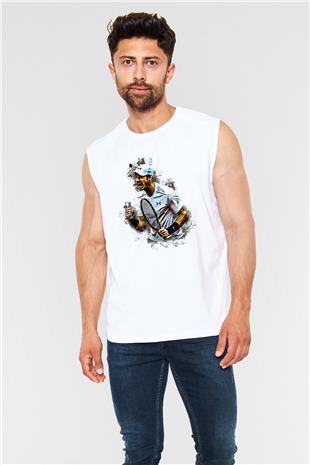 Andy Murray Baskılı Beyaz Unisex Kolsuz Tişört - Tshirt