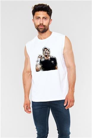 Andy Murray Baskılı Beyaz Unisex Kolsuz Tişört - Tshirt