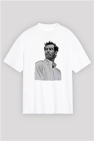 Andy Murray Baskılı Beyaz Unisex Oversize Tişört - Tshirt