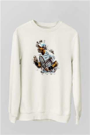 Andy Murray Baskılı Beyaz Unisex Sweatshirt