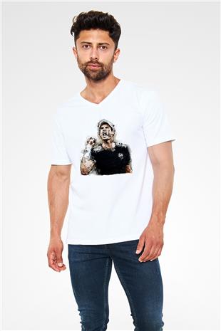 Andy Murray Baskılı Beyaz Unisex V Yaka Tişört - Tshirt