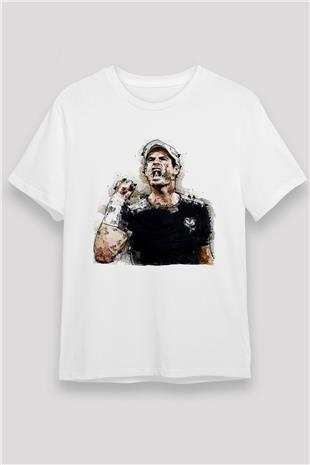 Andy Murray Baskılı Unisex Beyaz Tişört - Tshirt