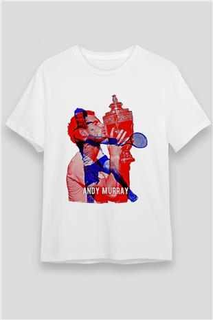 Andy Murray Baskılı Unisex Beyaz Tişört - Tshirt