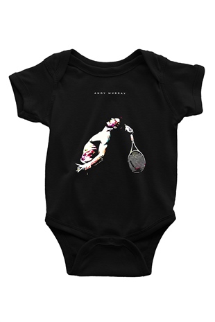 Andy Murray Baskılı Unisex Siyah Bebek Body - Zıbın