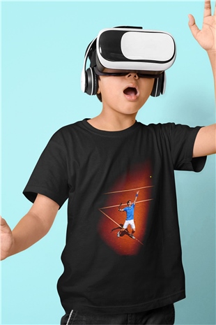 Andy Murray Baskılı Unisex Siyah Çocuk Tişört - Tshirt
