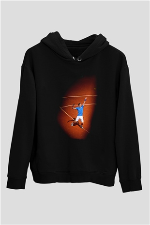 Andy Murray Baskılı Unisex Siyah Kapüşonlu Sweatshirt