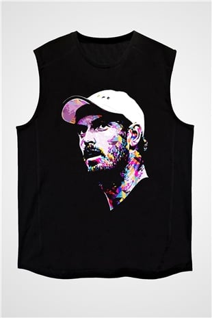 Andy Murray Baskılı Unisex Siyah Kolsuz Tişört - Tshirt