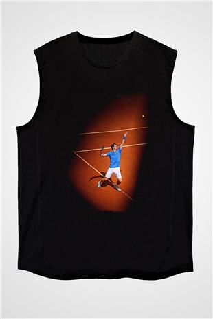 Andy Murray Baskılı Unisex Siyah Kolsuz Tişört - Tshirt