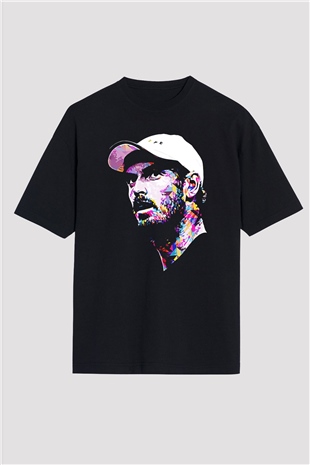 Andy Murray Baskılı Unisex Siyah Oversize Tişört - Tshirt