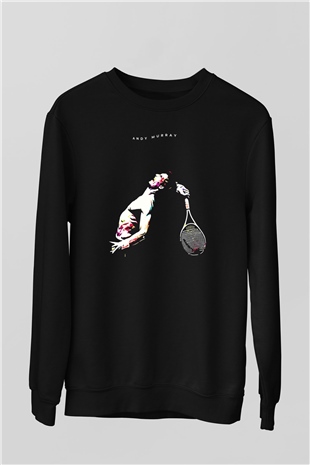 Andy Murray Baskılı Unisex Siyah Sweatshirt