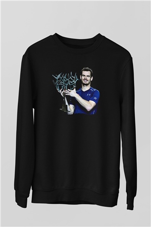 Andy Murray Baskılı Unisex Siyah Sweatshirt