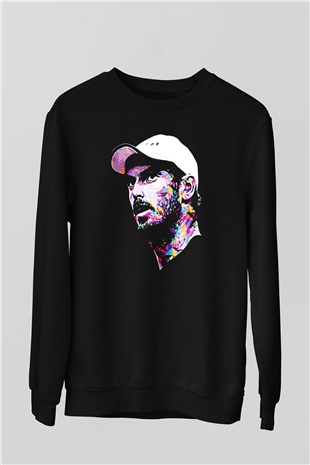 Andy Murray Baskılı Unisex Siyah Sweatshirt