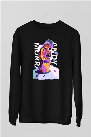 Andy Murray Baskılı Unisex Siyah Sweatshirt