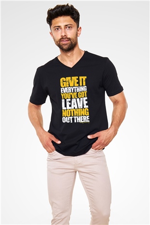 Andy Murray Baskılı Unisex Siyah V Yaka Tişört - Tshirt