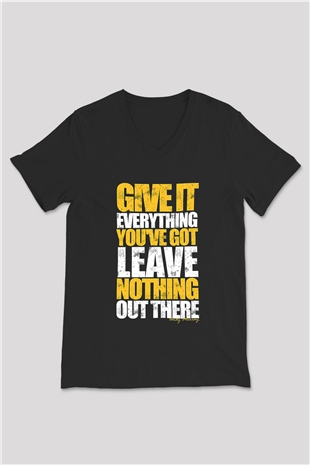 Andy Murray Baskılı Unisex Siyah V Yaka Tişört - Tshirt