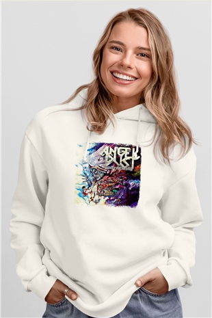 Angel Dust Baskılı Unisex Beyaz Hoodie