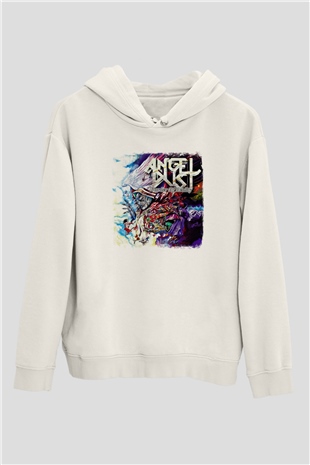 Angel Dust Baskılı Unisex Beyaz Hoodie