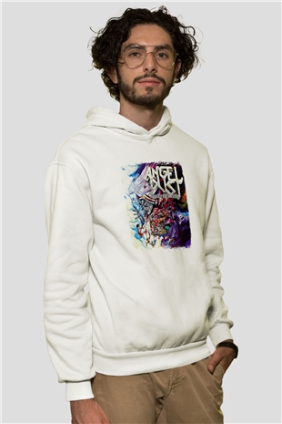 Angel Dust Baskılı Unisex Beyaz Hoodie