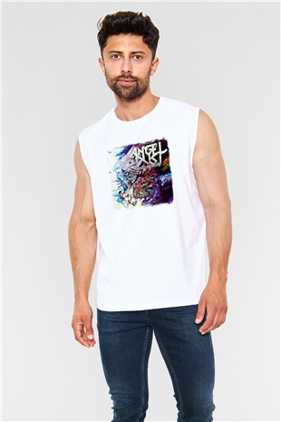 Angel Dust Baskılı Unisex Beyaz Kolsuz Tişört