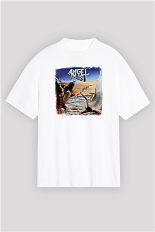 Angel Dust Baskılı Unisex Beyaz Oversize Tişört