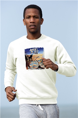 Angel Dust Baskılı Unisex Beyaz Sweatshirt