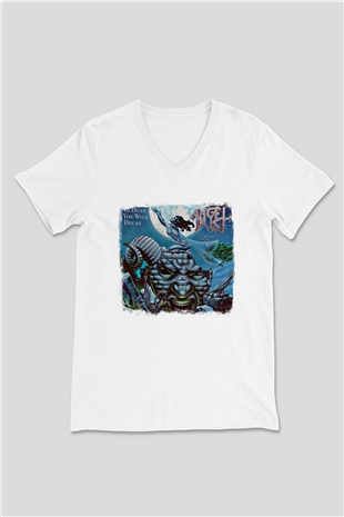 Angel Dust Baskılı Unisex Beyaz V Yaka Tişört