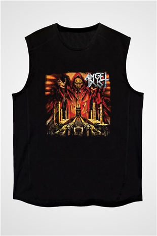 Angel Dust Baskılı Unisex Siyah Kolsuz Tişört