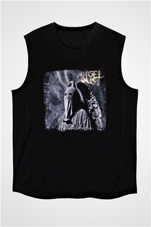 Angel Dust Baskılı Unisex Siyah Kolsuz Tişört